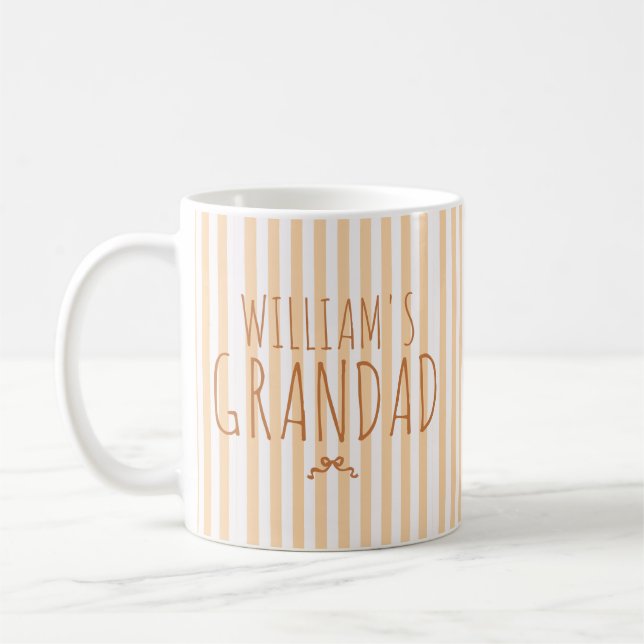 Custom Name Stripes Pattern With Bow Coffee Mug (Left)