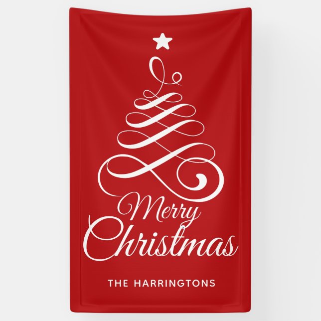 Custom name Stylised Christmas Tree banner (Vertical)