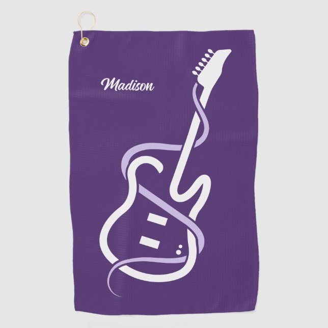 Custom Name Stylised Guitar Golf Towel (Front)