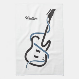 Custom Name Stylised Guitar Tea Towel