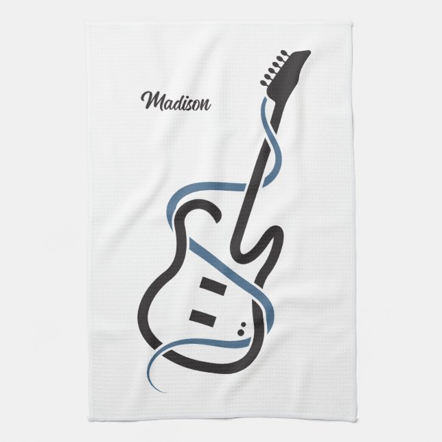 Custom Name Stylised Guitar Tea Towel (Vertical)