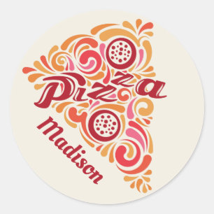 Custom Name Stylised Pizza stickers
