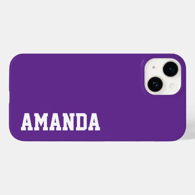 Custom Name Stylish Modern Elegant purple colour Case-Mate iPhone Case (Back (Horizontal))