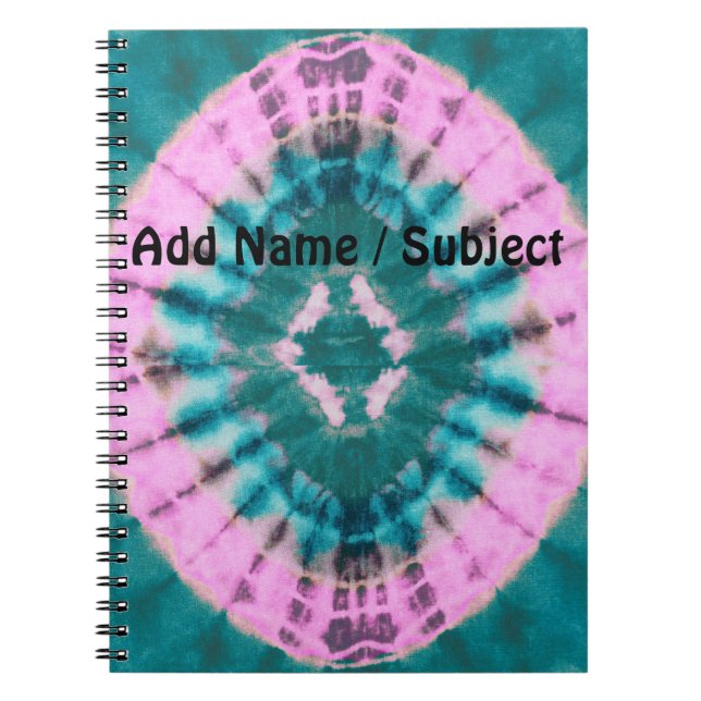 Custom Name/Subject Boho Hippie Tiedye School Note Notebook (Front)