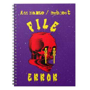 Custom Name/Subject File Error Cool Skull Gamer Notebook