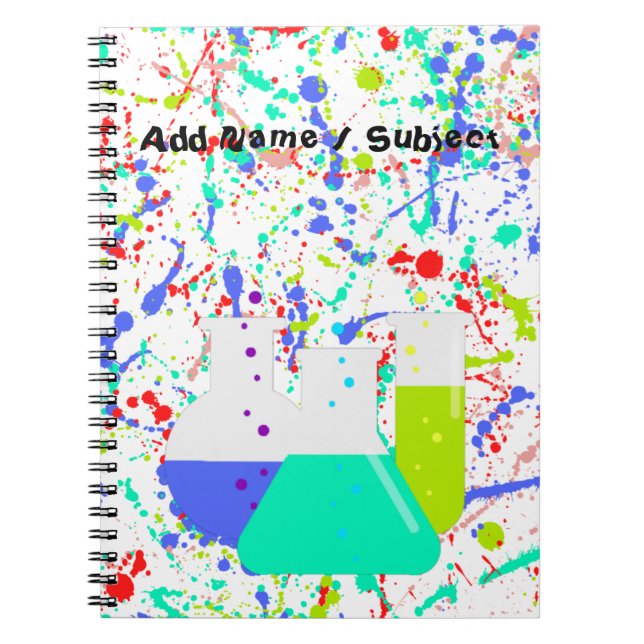 Custom Name/Subject Funny Messy Science School Notebook (Front)