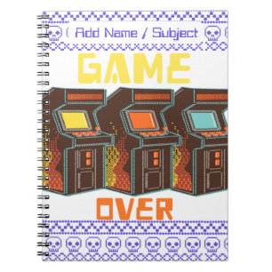 Custom Name/Subject Game Over Retro Gamer School Notebook