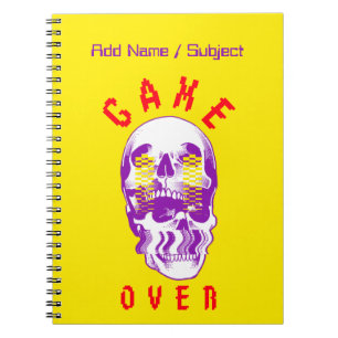 Custom Name/Subject Game Over Skull Gamer School Notebook