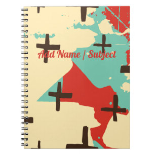 Custom Name/Subject Retro Abstract School Notebook