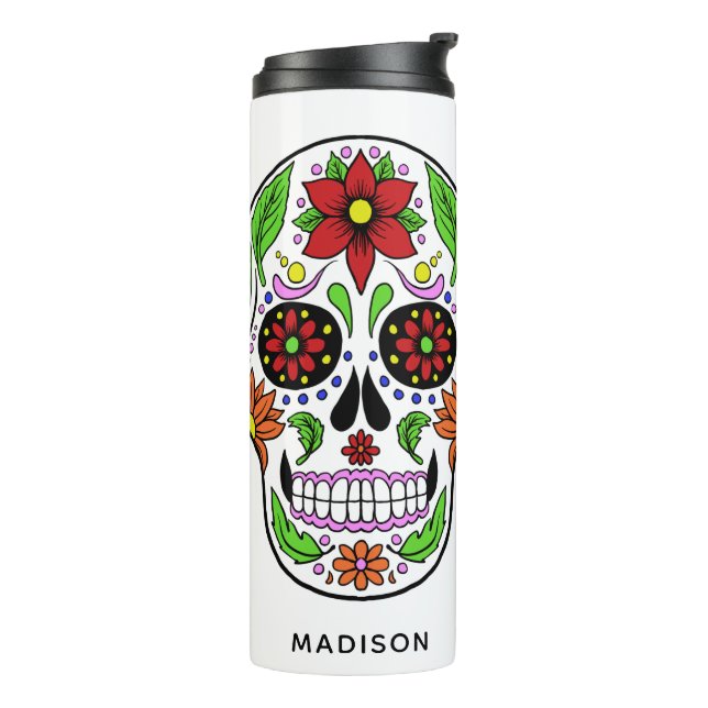 Custom name Sugar Skull tumbler (Rotated Left)