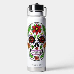 Custom Name Sugar Skull Water Bottle