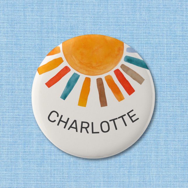 Custom Name Sun  6 Cm Round Badge (Creator Uploaded)
