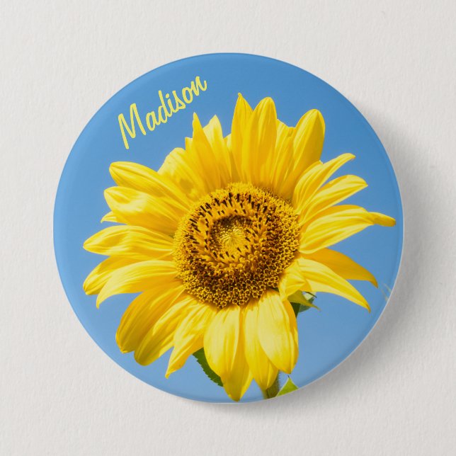 Custom name Sunflower 7.5 Cm Round Badge (Front)