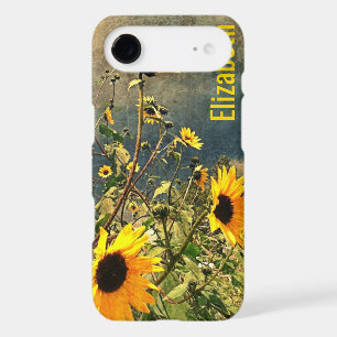 Custom Name Sunflowers Vintage Texture