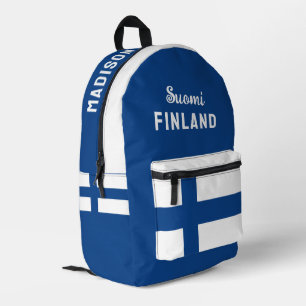 Custom Name Suomi Finland Printed Backpack