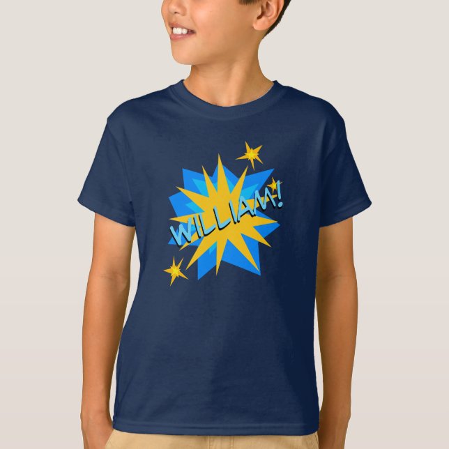 Custom Name Superhero Boy's T-Shirt (Front)