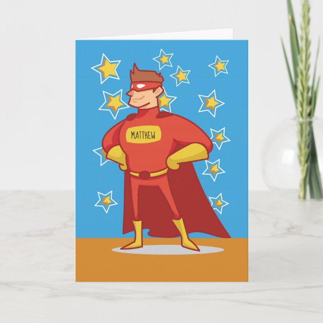 Custom Name Superhero on Father's Day Card (Front)
