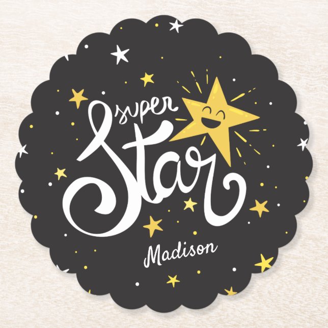 Custom name Superstar Paper Coaster (Front)
