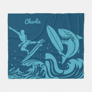 Custom name Surfer fleece blanket
