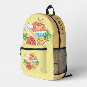 Custom Name Surfer Printed Backpack