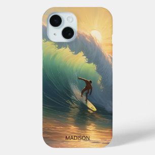 Custom Name Surfing iPhone 15 Case