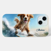 Custom Name Surfing Dog