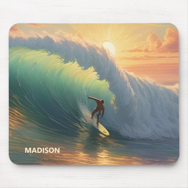 Custom Name Surfing Mouse Mat (Front)