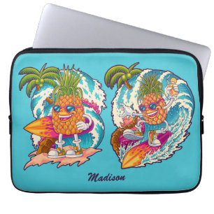 Custom Name Surfing Pineapple Laptop Sleeve