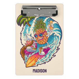 Custom Name Surfing Pineapple Mini Clipboard
