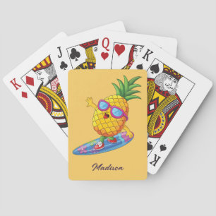 Custom Name Surfing Pineapple Playing Cards