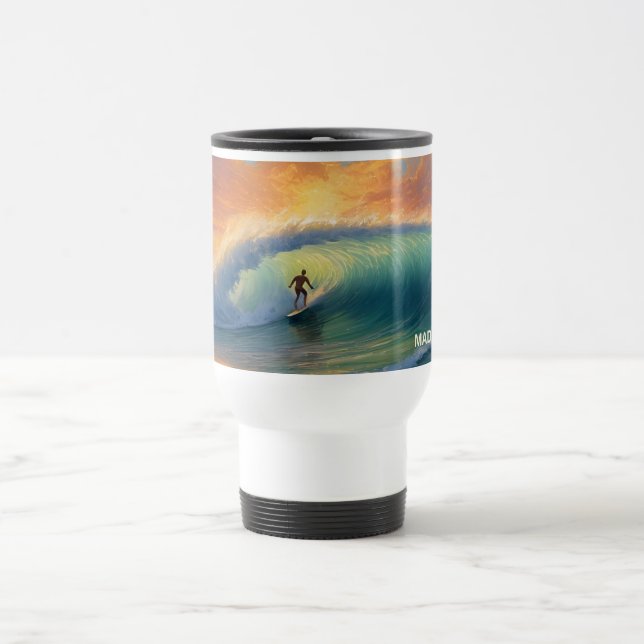 Custom Name Surfing Travel Mug (Center)