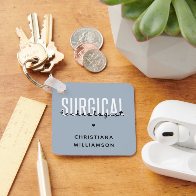 Custom Name Surgical Technologist Med Surg Tech Key Ring (Desk)