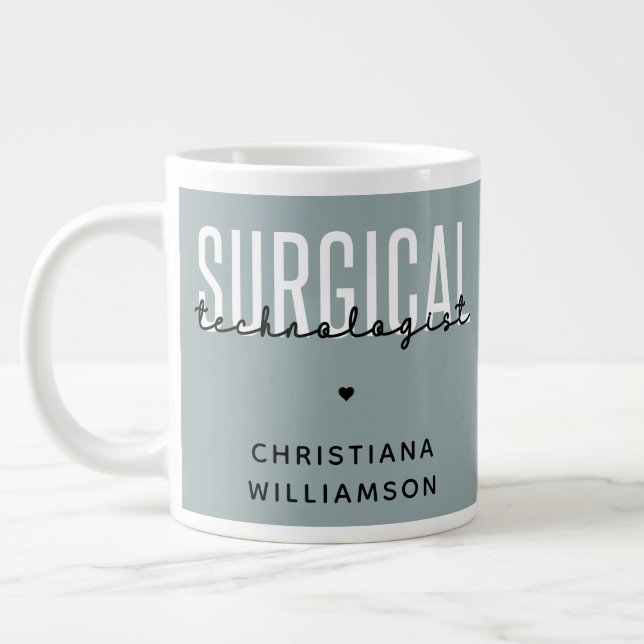Custom Name Surgical Technologist Med Surg Tech Large Coffee Mug (Left)