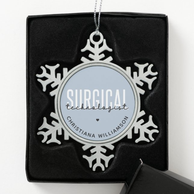 Custom Name Surgical Technologist Med Surg Tech  Snowflake Pewter Christmas Ornament (Box)