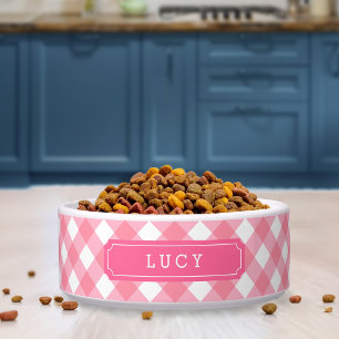 Custom Name Sweet Baby Pink Gingham Bowl