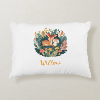 Custom Name Sweet Floral Fawn Woodland Nursery Plw Decorative Cushion