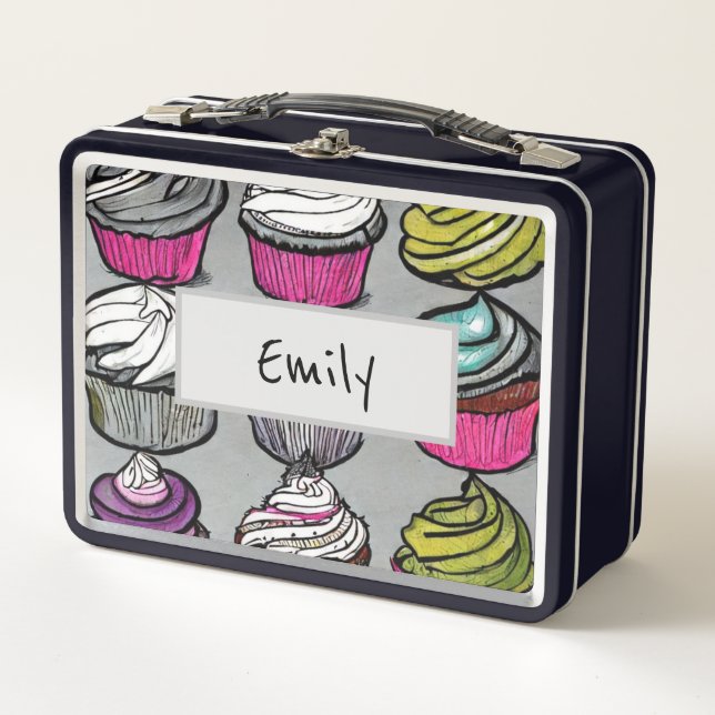 Custom Name Sweets N' Treats Cupcake  Metal Lunch Box (Front)