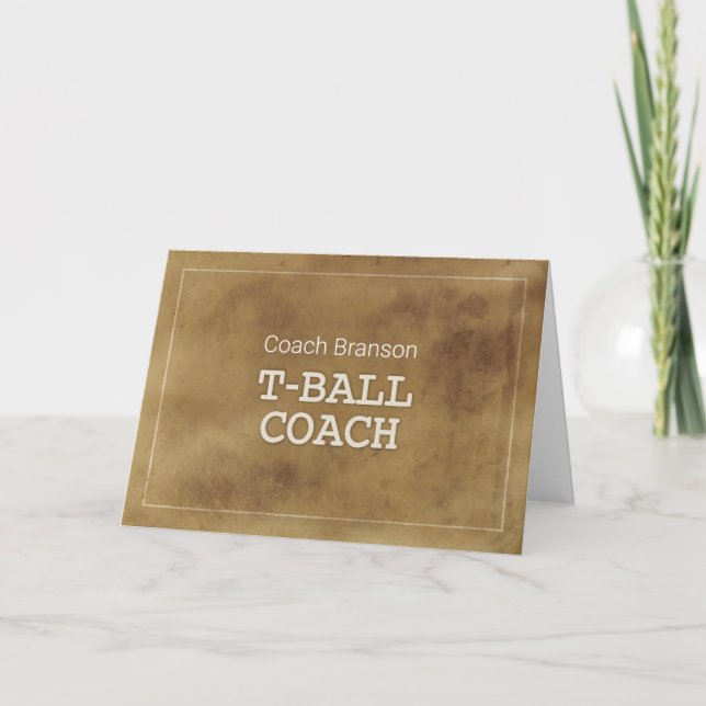 Custom Name T-Ball Coach Thanks Definition Card (Front)
