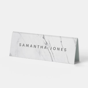 Custom Name Table Modern White Marble