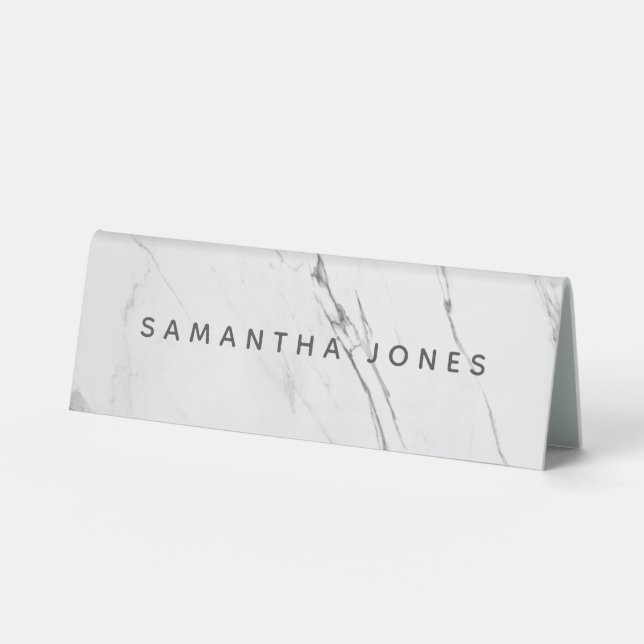 Custom Name Table Modern White Marble (Front)