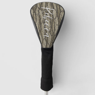 Custom Name Tag Oak Tree Bark Camo Golf Head Cover