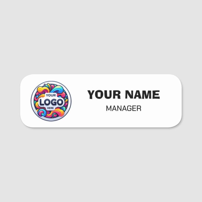 Custom Name Tag with Logo | Professional Business  (Front)