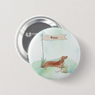 Custom Name Tan Dachshund Pet Dog 6 Cm Round Badge
