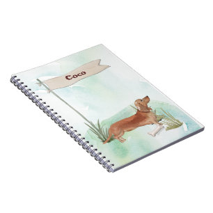 Custom Name Tan Dachshund Pet Dog Notebook