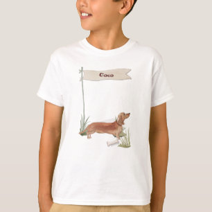 Custom Name Tan Dachshund Pet Dog T-Shirt
