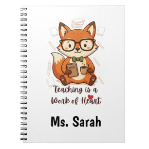 Custom Name Teacher Appreciation - Cute Fox  Notebook