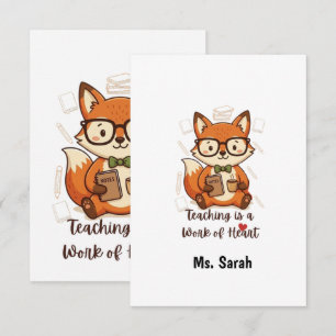 Custom Name Teacher Appreciation - Cute Fox  RSVP Card