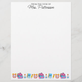Custom Name Teacher Gift Letterhead Cute Kawaii