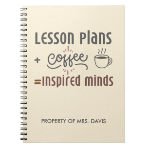 Custom Name Teacher Notebook - Lesson Plans Coffee