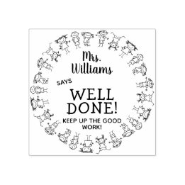 Custom Name Teacher Says Well Done Rubber Stamp